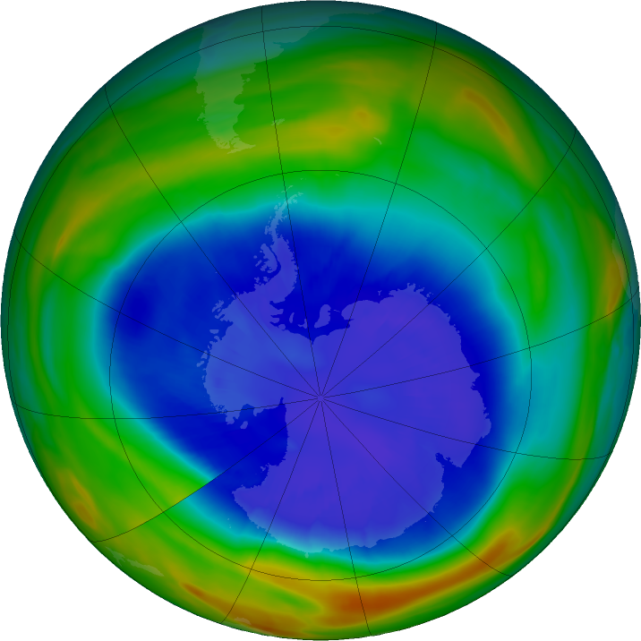 Antarctic ozone map for 08 September 2018